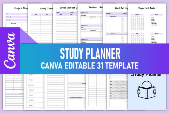 Download Editable Study Planner Canva KDP - Premium Bundle