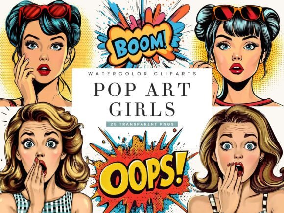 Download Retro Comic Style Pop Art Girls Clipart - Retro Collection