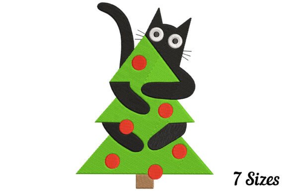 Download Black Cat Holding Christmas Tree - Holding Collection