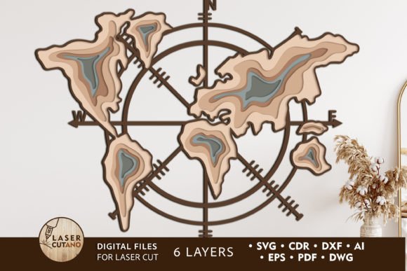 Download COMPASS MAP Laser Cutting Wood Project - Project Collection