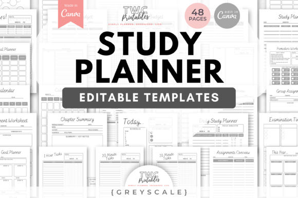 Download Study Planner Canva Templates | GREYSCAL - Premium Bundle