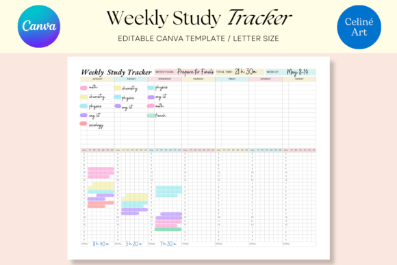 Download FREE Editable Weekly Study Tracker Canva - Study Collection
