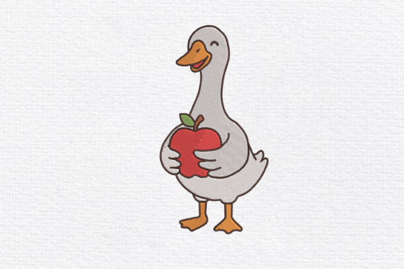 Download Cute Goose Holding Apple Embroidery - Holding Collection