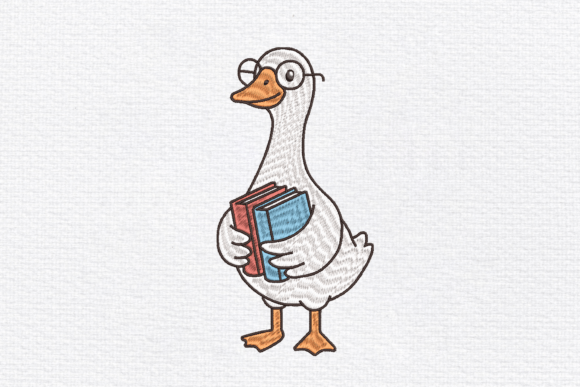 Download Goose Holding Books Embroidery Design - Premium Resources